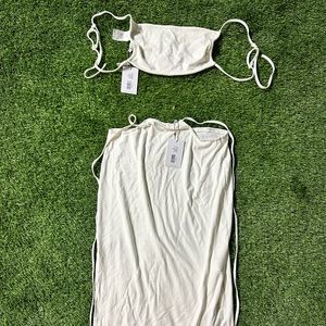 NEVER WORN NWT - WWW Cut Out Jersey Midi Skirt Off White - top and skirt set